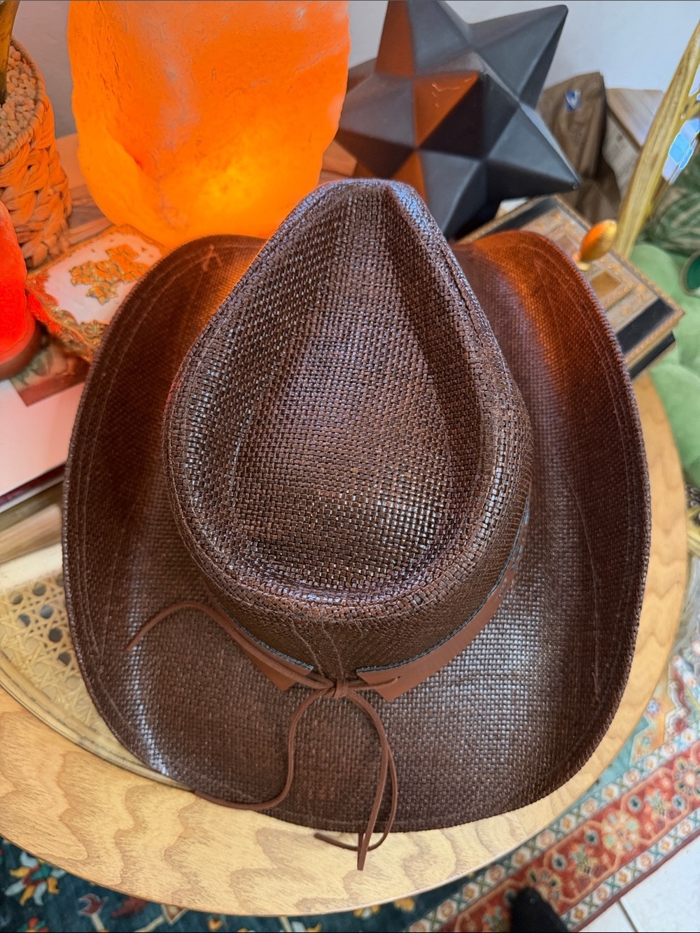YUMI Brown Western Cowboy Hat Turquoise Embroidered NWT - Picture 6 of 12